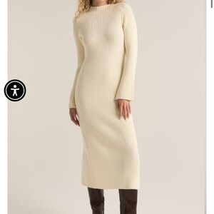 ZSUPPLY Cream Ribbed Knit Dress